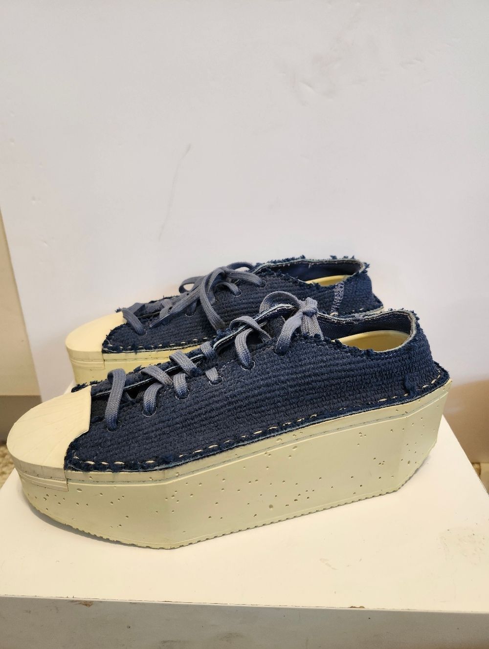 Y-3 Yohji Adidas Deconstructed Platform Blue Sneakers Sz. Womens 7, Mens 5 $450